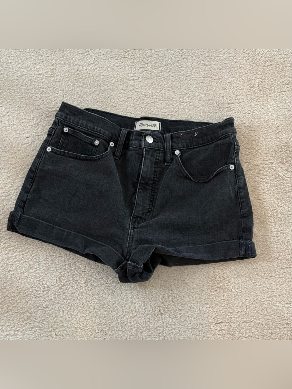 Madewell High-Rise Denim Shorts Washed Black Denim 29